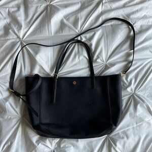 Elegant Black Tory Burch Tote Bag